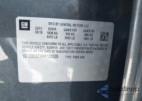 2017 Chevrolet Malibu Ls из США, поврежденный, VIN 1G1ZB5ST8HF123505